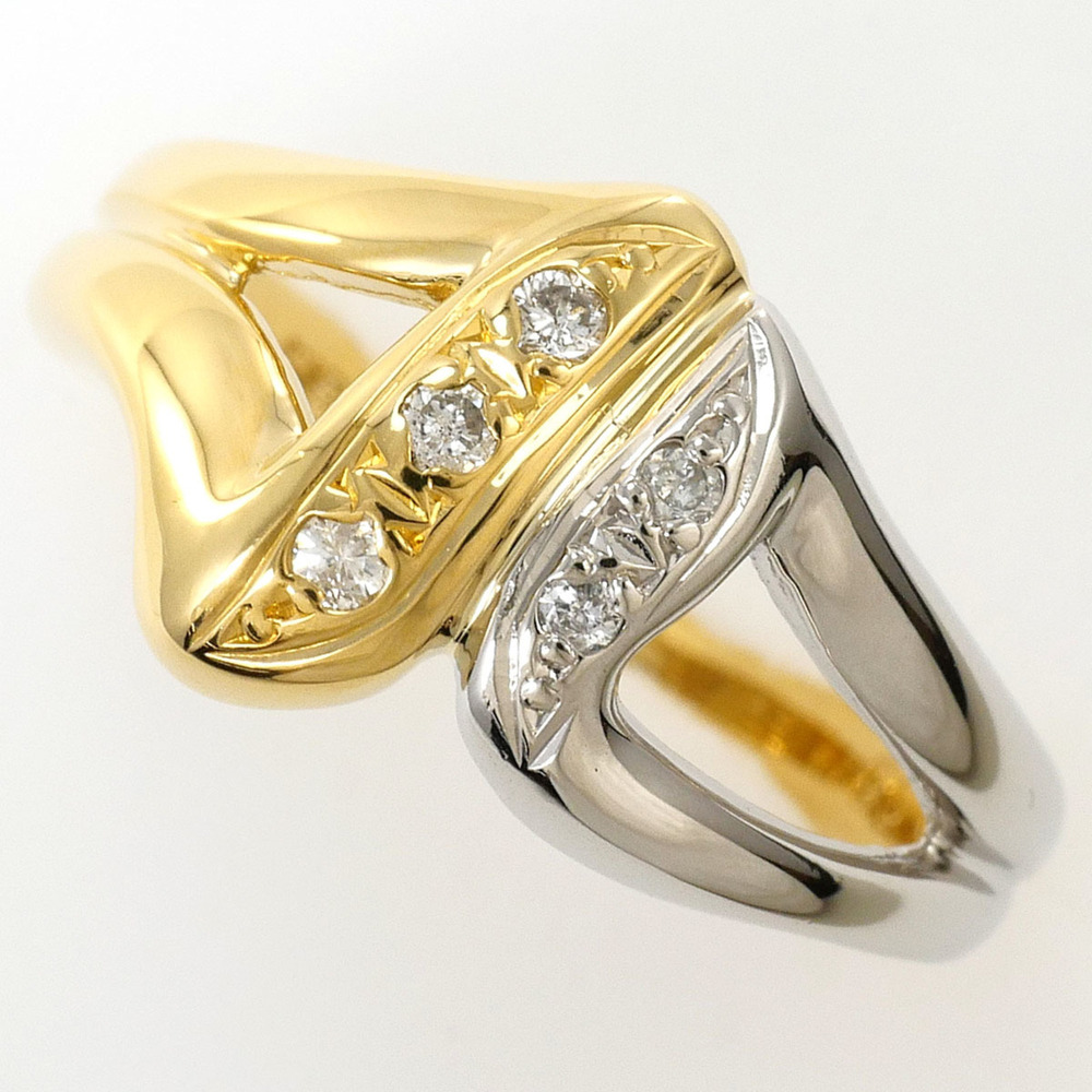 PT850 Platinum 18K Yellow Gold Ring with 0.06ct Diamond, Total Weight 3.3g, J...